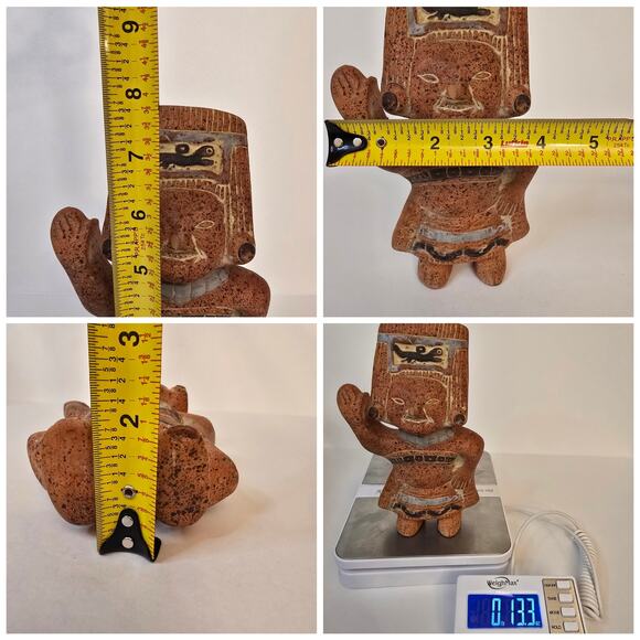 Terracotta Statue Mexican Folk Art Mayan Aztec Figure Clay Tribal Fertility - Picture 6 of 7